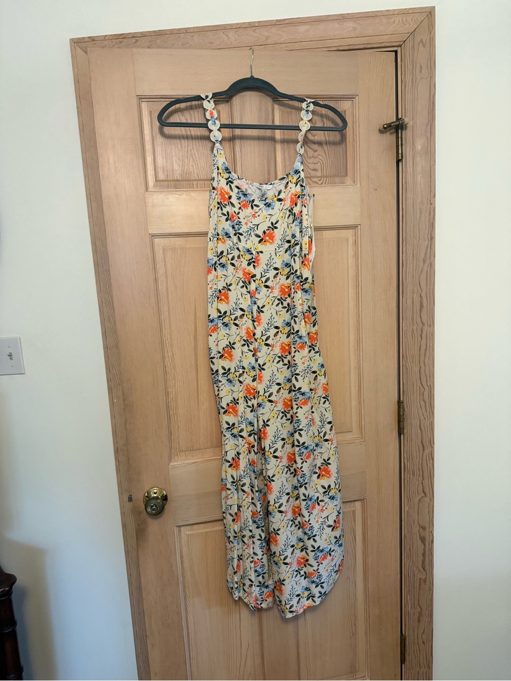 Cato Cream Maxi Dress with Orange and Navy Floral Print